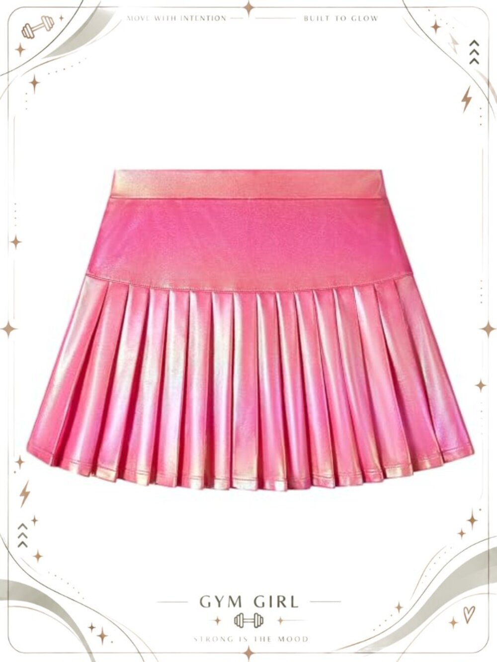 Girls Metallic Pleated Skort with Pockets Sparkly Dance Tennis Skirt